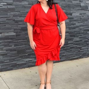 EUC Faux Wrap Red Dress